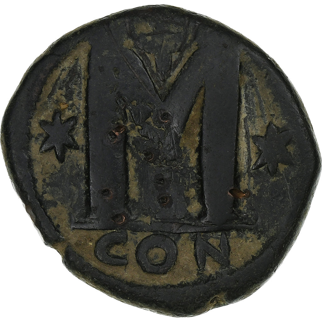 Justin I, Follis, 518-527, Constantinople, Bronce, BC+, Sear:62