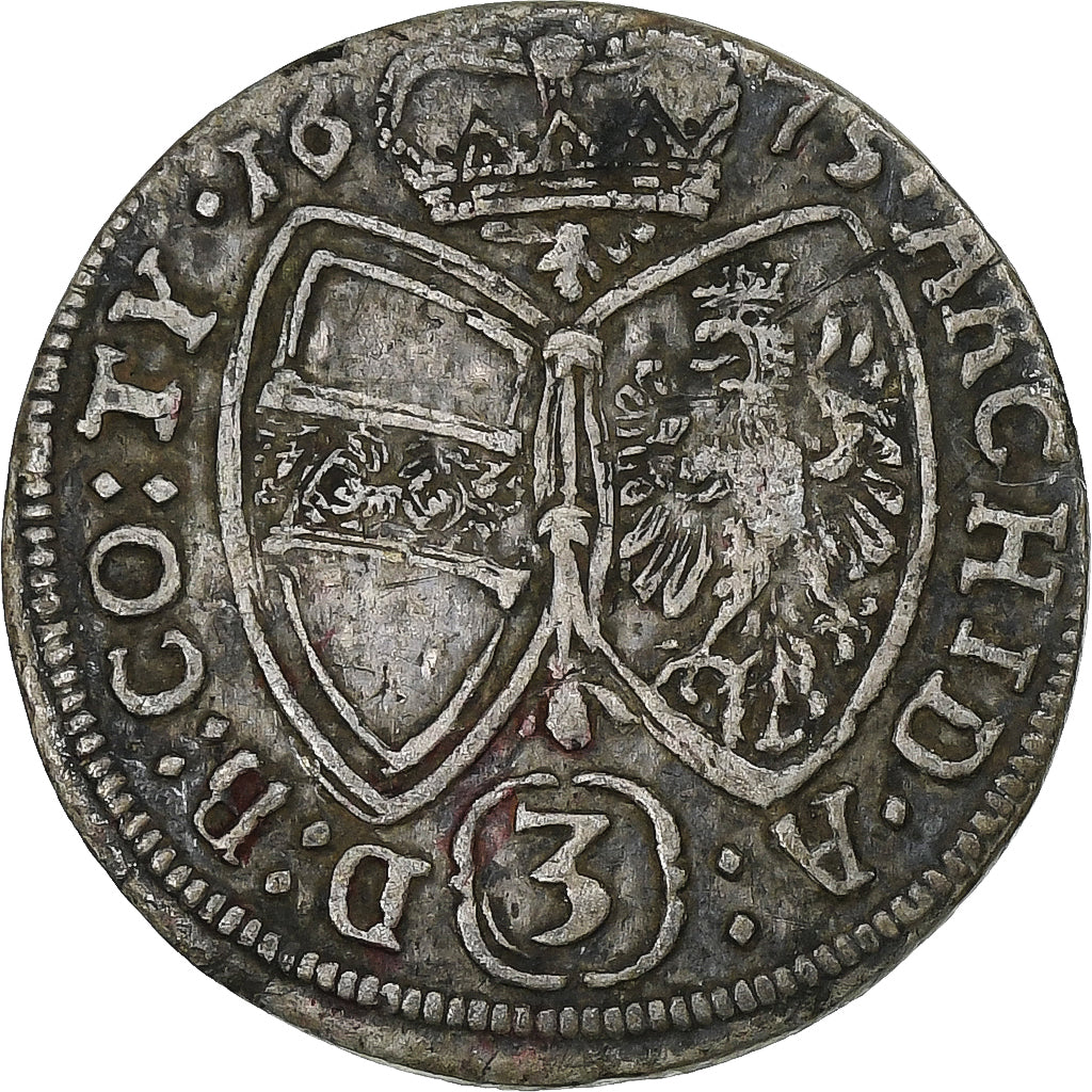 Austria, Leopold I, 3 Kreuzer, 1675, Hall, Silver, EF(40-45), KM:1245