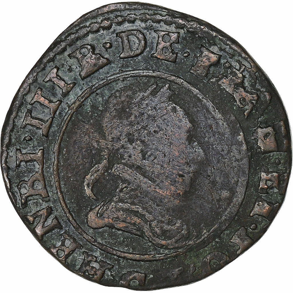 Francia, Henri III, Double Tournois, 1589, Saint-Lô, Rame, MB, CGKL:118