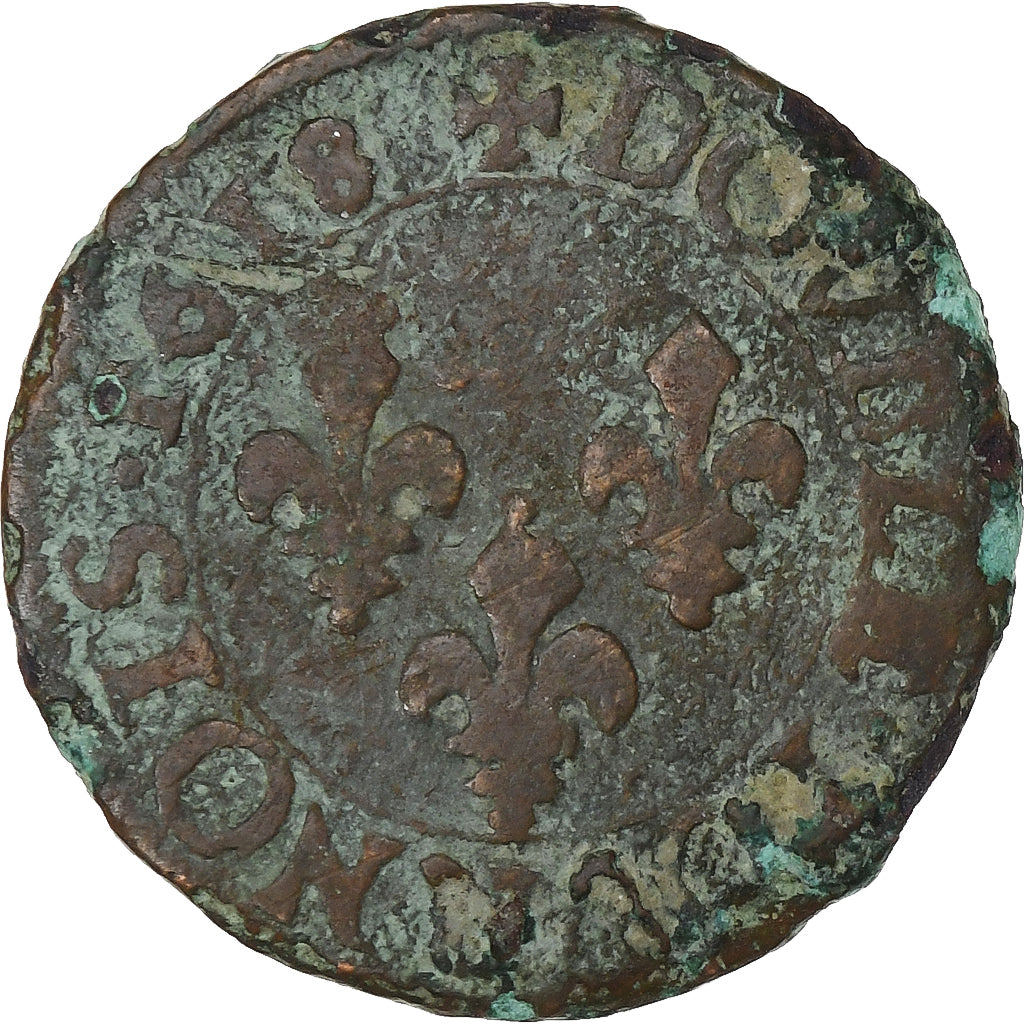 França, Louis XIII, Double Tournois, 1618, Poitiers, Cobre, VF(20-25), CGKL:410