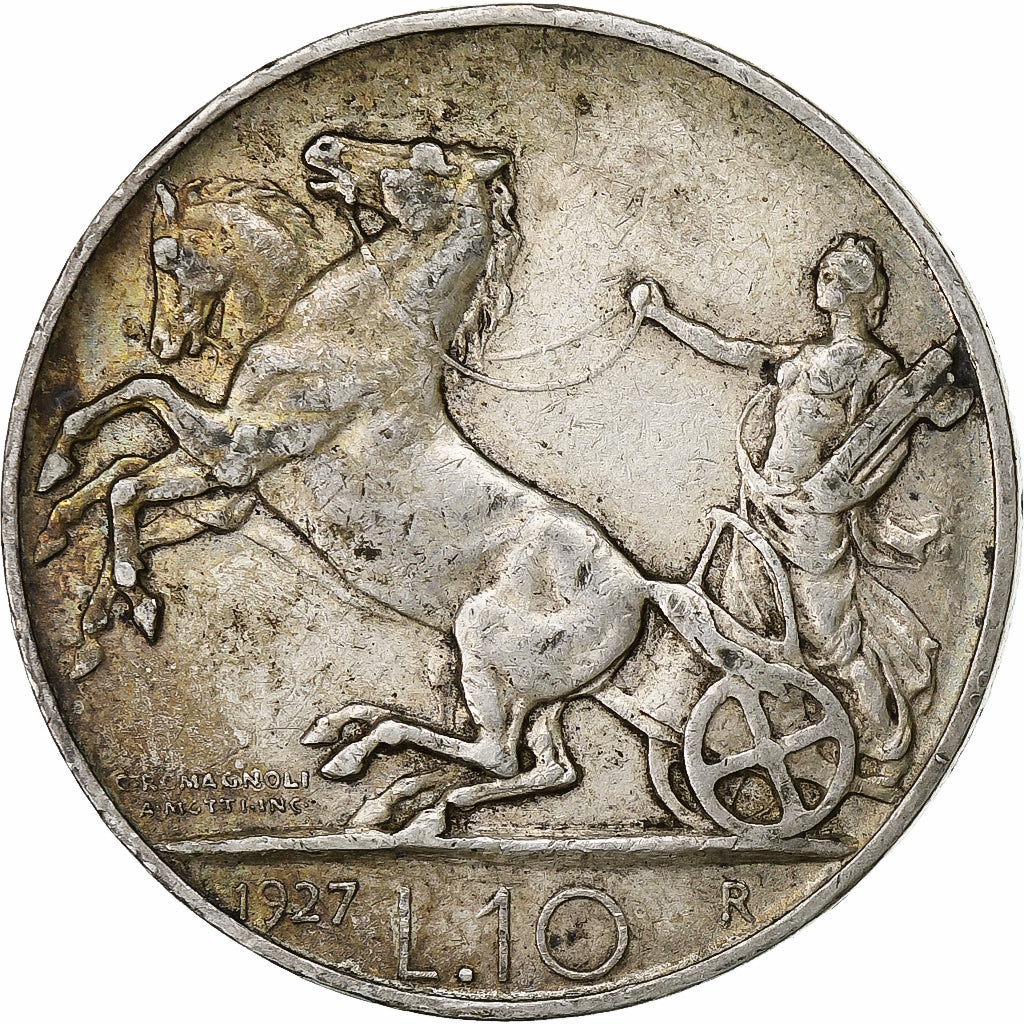 Italy, Vittorio Emanuele III, 10 Lire, 1927, Rome, Silver, EF(40-45), KM:68.2