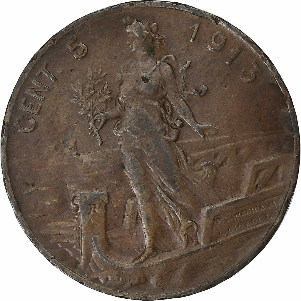Italia, Vittorio Emanuele III, 5 Centesimi, 1913, Rome, Rame, BB, KM:42