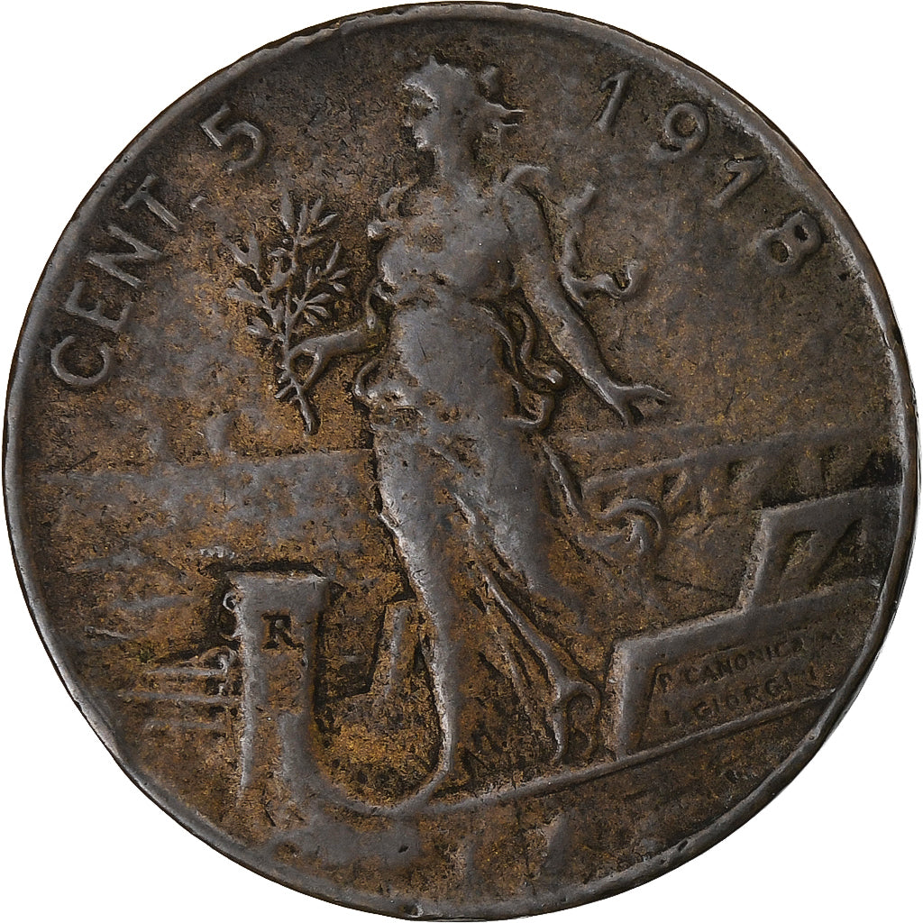 Italy, Vittorio Emanuele III, 5 Centesimi, 1918, Rome, Copper, EF(40-45), KM:42