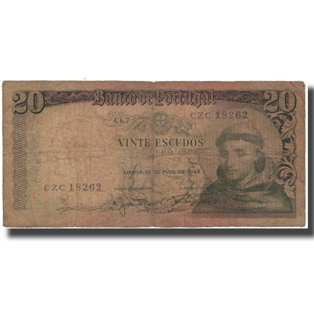 Banconote, Portogallo, 20 Escudos, 1964-05-26, KM:167a, D+