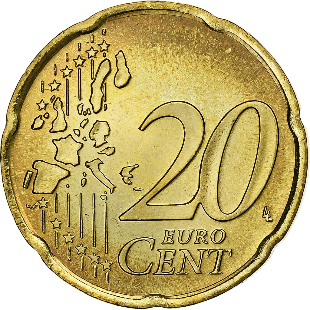 Saint Marin , 20 Euro Cent, 2002, Rome, Or nordique, SPL
