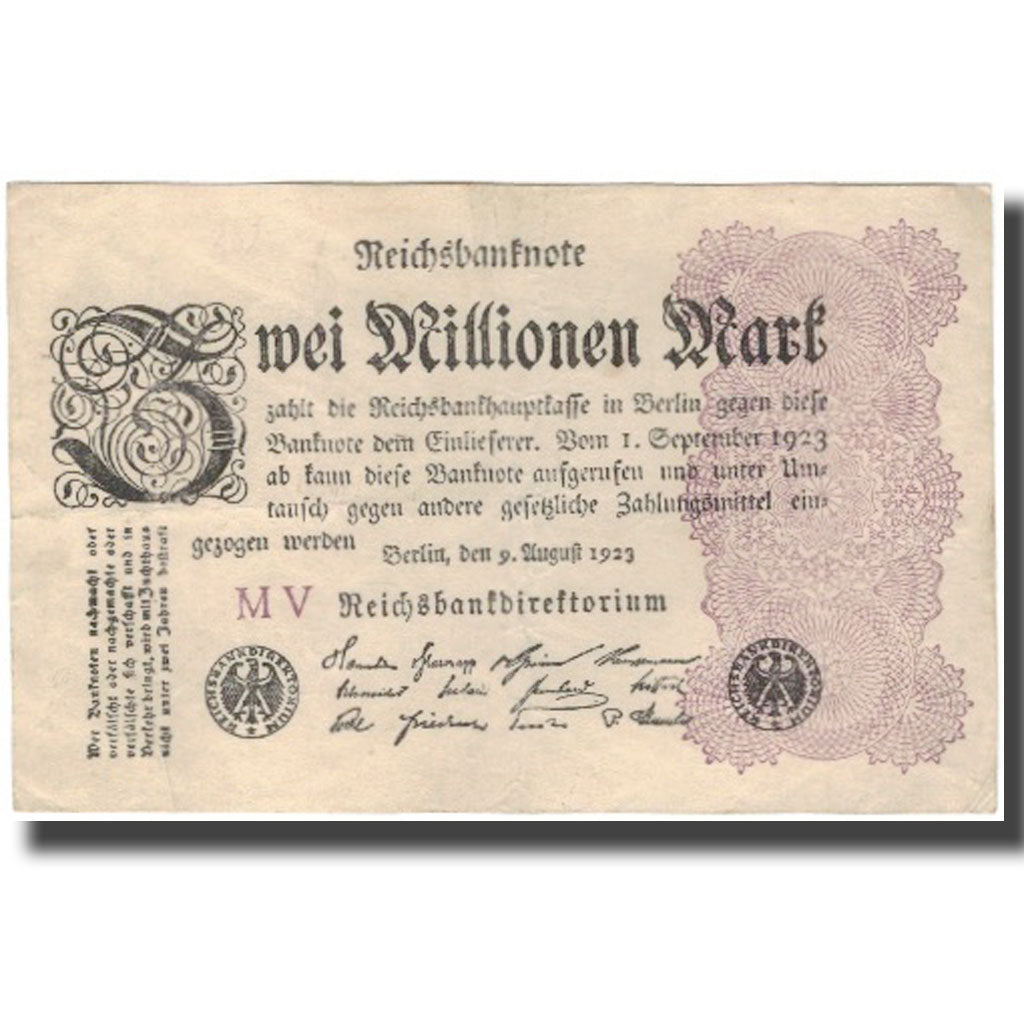 Biljet, Duitsland, 2 Millionen Mark, 1923, KM:104a, TTB
