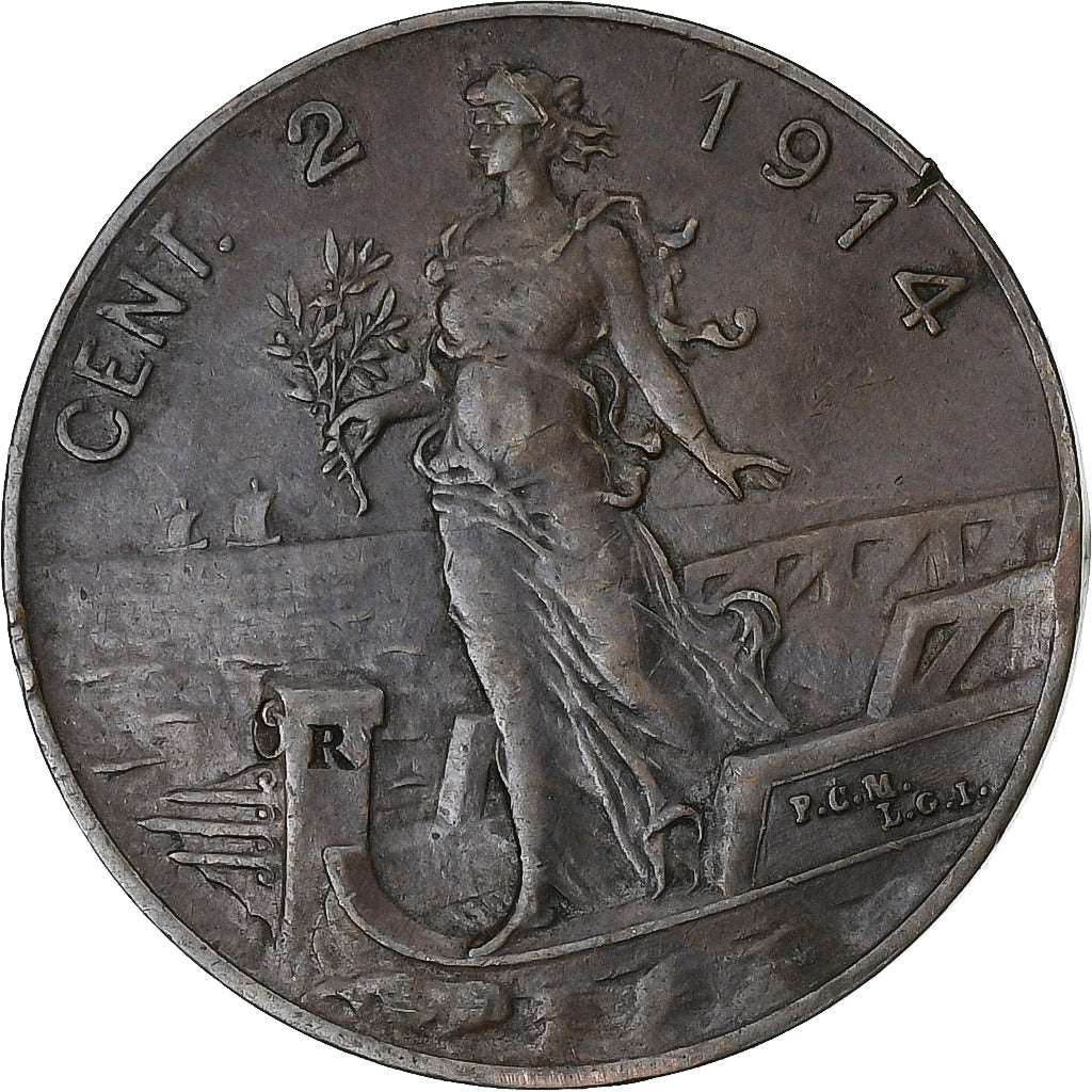 Italia, Vittorio Emanuele III, 2 Centesimi, 1914, Rome, Bronce, MBC, KM:41