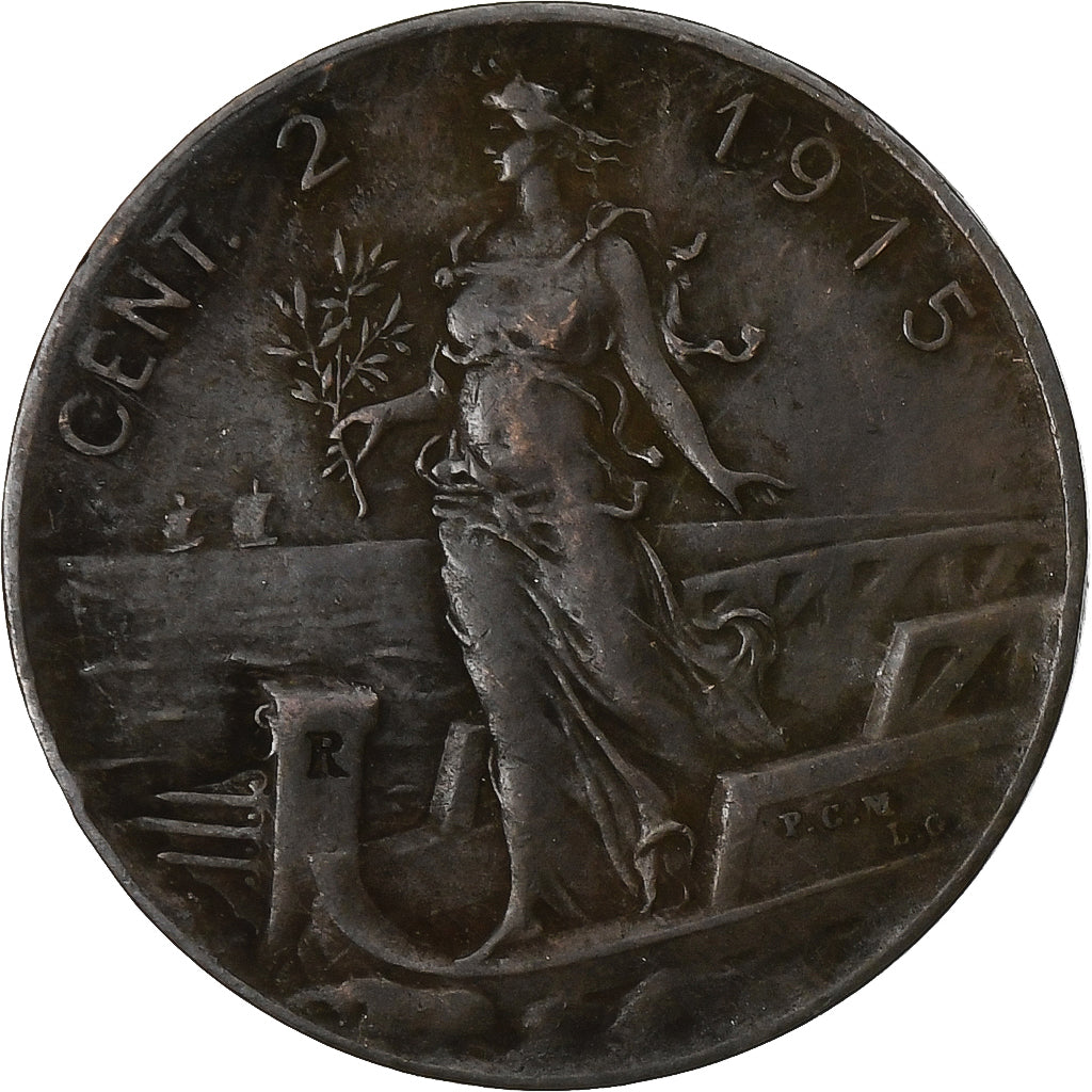 Italia, Vittorio Emanuele III, 2 Centesimi, 1915, Rome, Bronce, BC+, KM:41