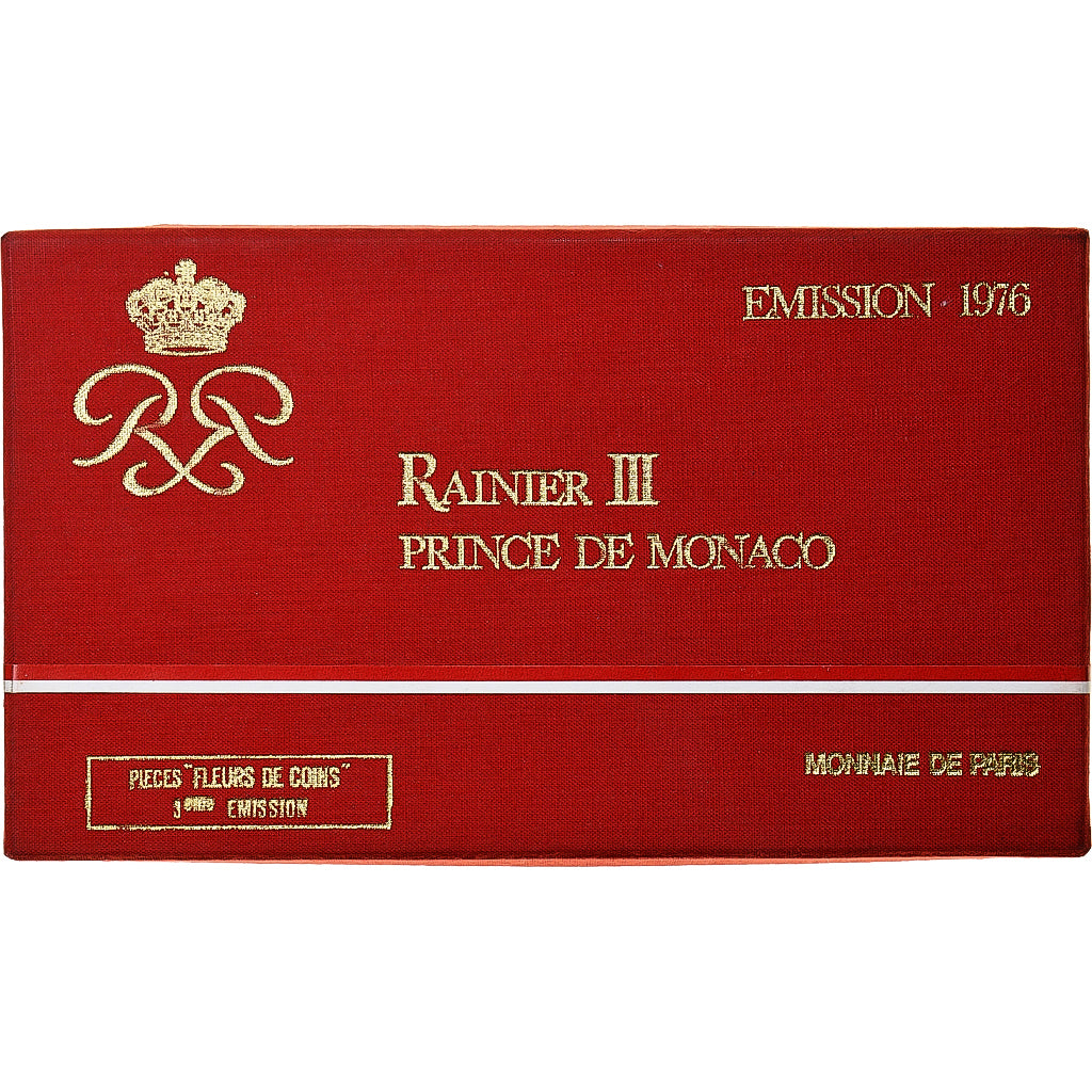 Mónaco, Rainier III, Coffret 10 c. à 50 frs., 1976, MDP, FDC, Sin