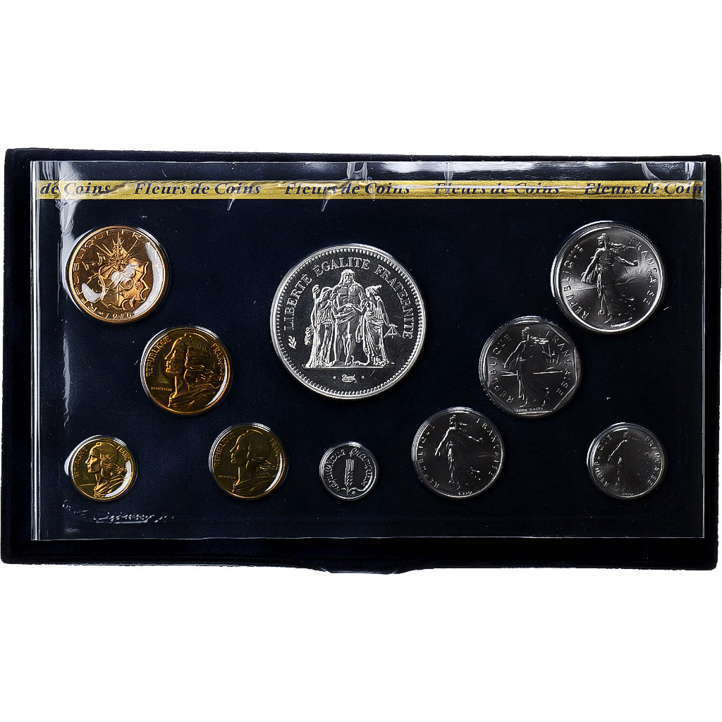 France, Coffret 1 c. à 50 frs., 1980, MDP, série FDC, MS(65-70)