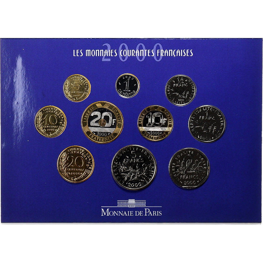 France, Set 1 c. - 20 frs., 2000, MDP, BU, MS(65-70)