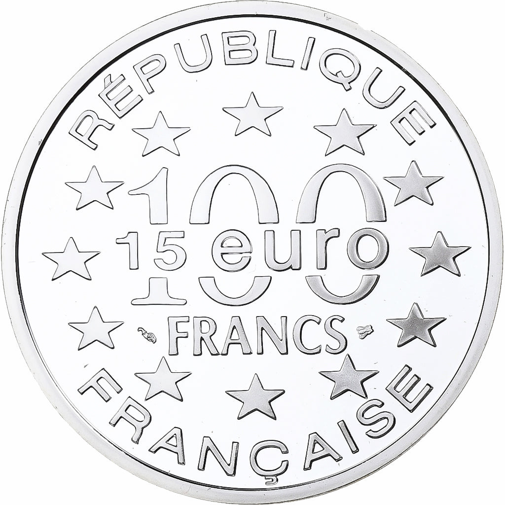 França, 100 Francs-15 Euro, Rock of Cashel (Irlande), 1997, MDP, Proof, Prata
