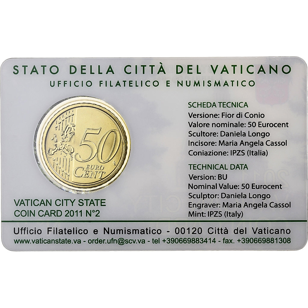Vaticano, Benedict XVI, 50 Euro Cent, Coin card n°2, 2011, Rome, Nordic gold