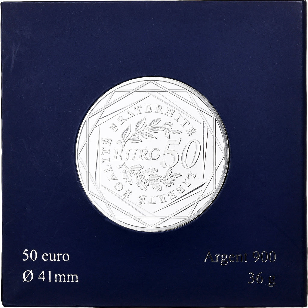 Francja, 50 Euro, Semeuse, 2010, MDP, Srebro, MS(64)
