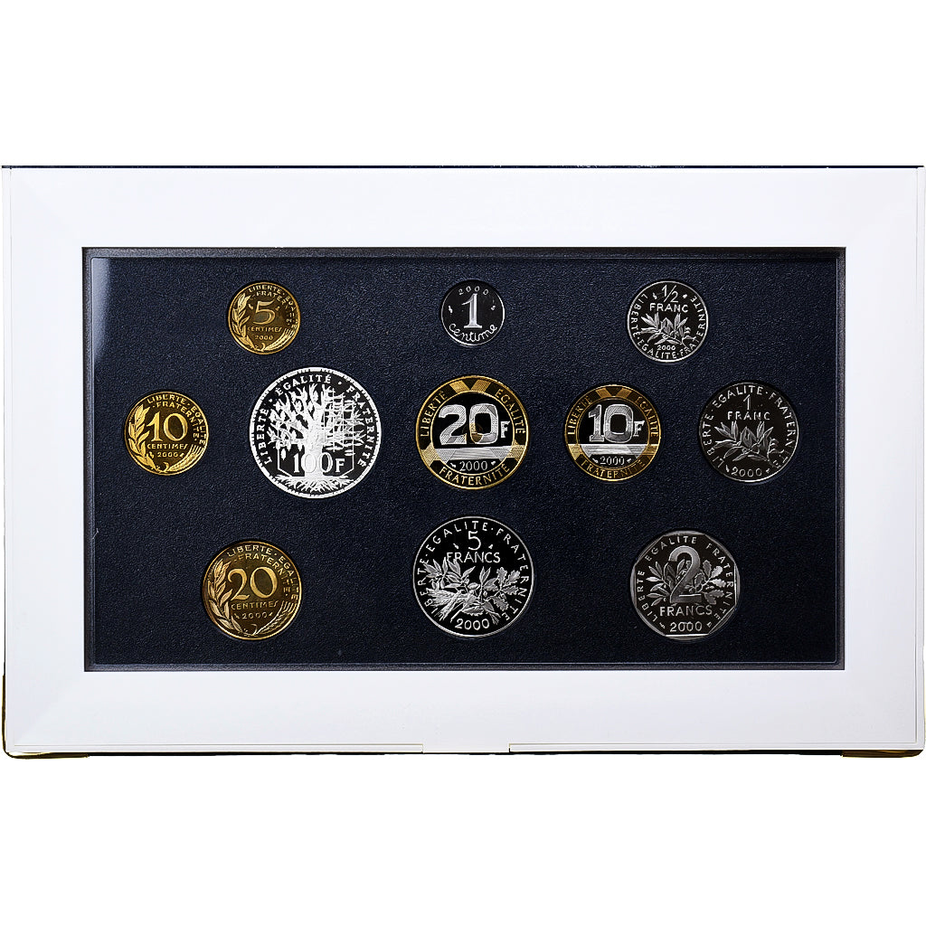 France, Set 1 c. - 100 frs., 2000, MDP, Proof, MS(65-70)