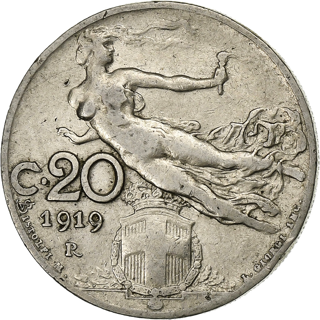 Italy, Vittorio Emanuele III, 20 Centesimi, 1919, Rome, Nickel, EF(40-45)