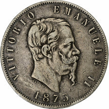 Italy, Vittorio Emanuele II, 5 Lire, 1873, Milan, Silver, VF(30-35)