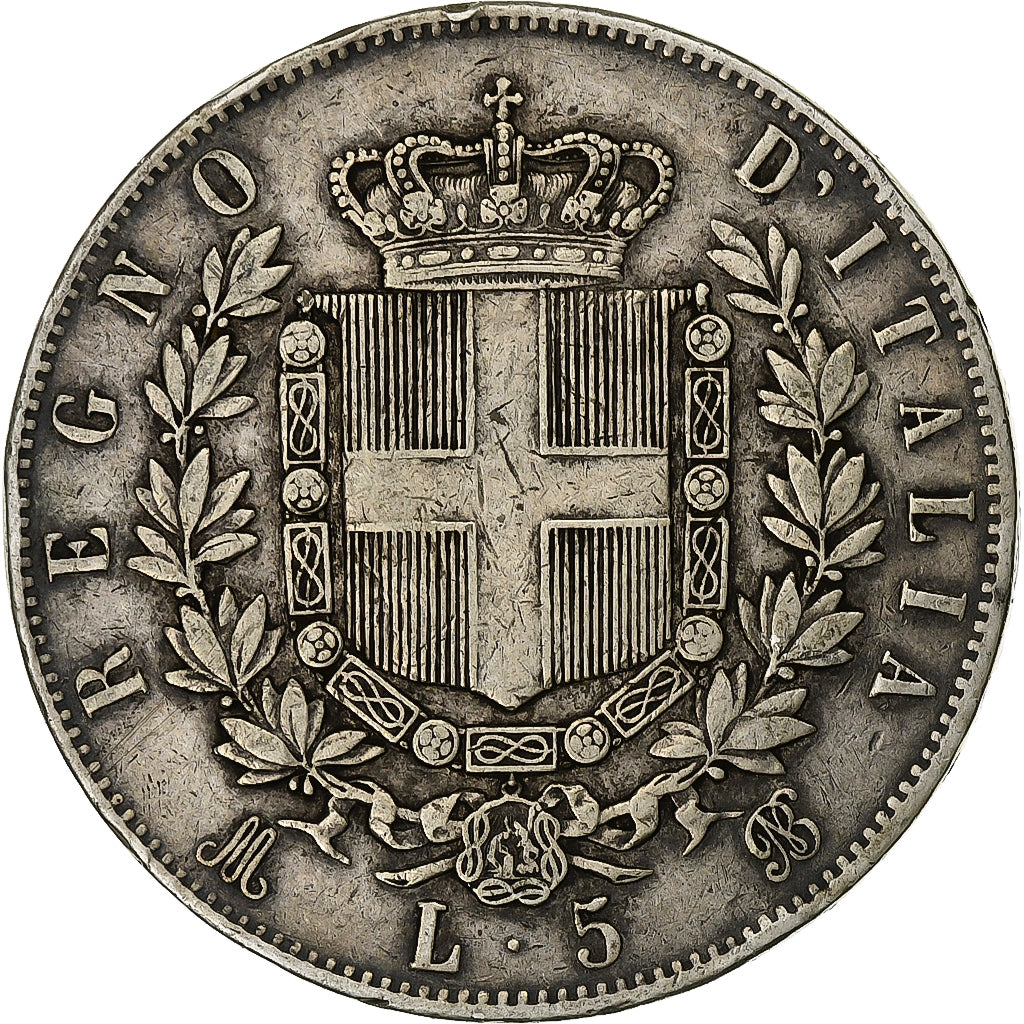 Italy, Vittorio Emanuele II, 5 Lire, 1873, Milan, Silver, VF(30-35)
