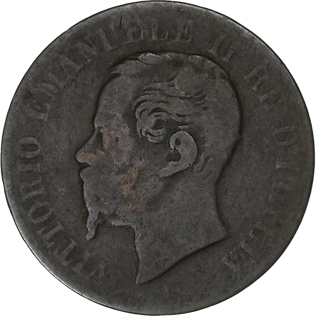 Włochy, Vittorio Emanuele II, 2 Centesimi, 1867, Milan, Brązowy, VF(20-25)