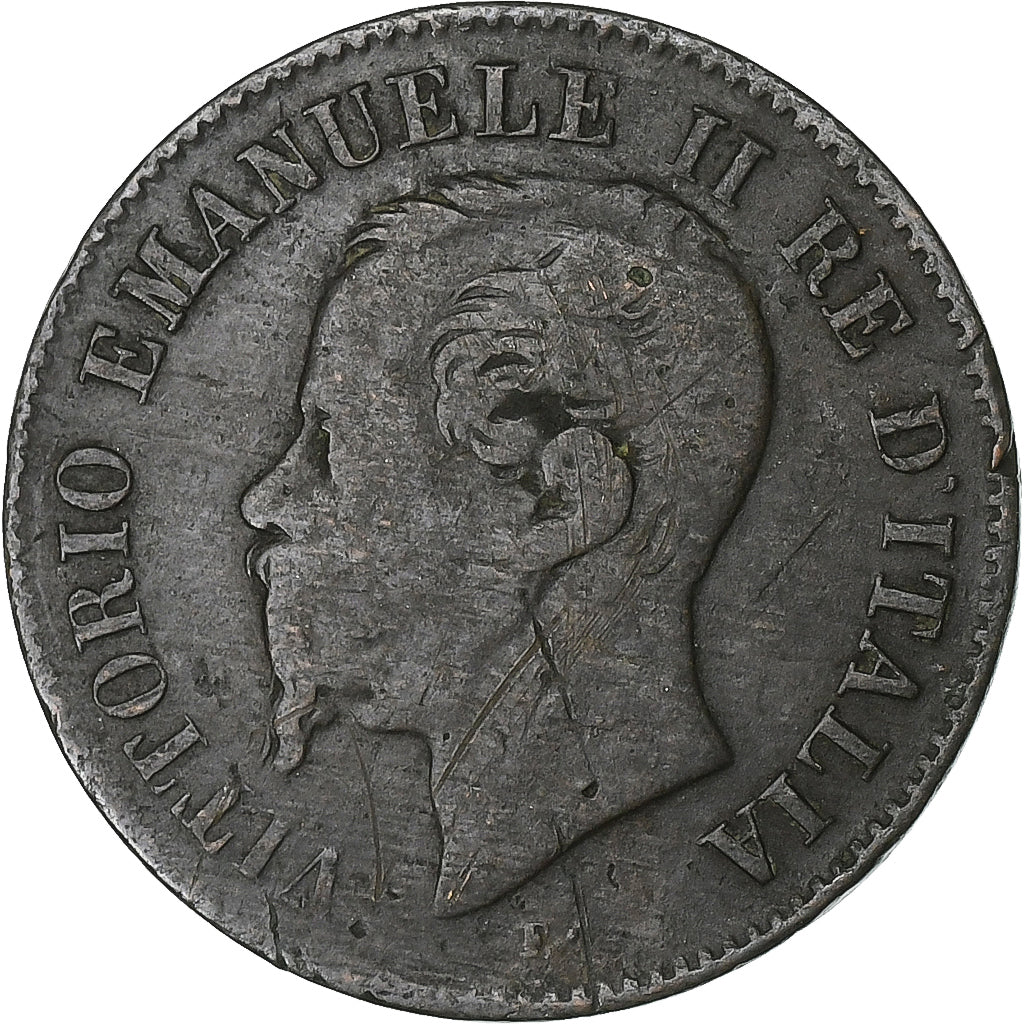 Włochy, Vittorio Emanuele II, 2 Centesimi, 1861, Milan, Brązowy, VF(20-25)