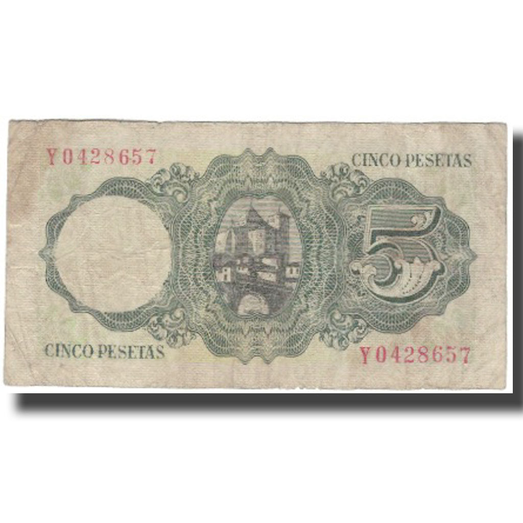 Billete, 5 Pesetas, España, 1951-08-16, KM:140a, BC
