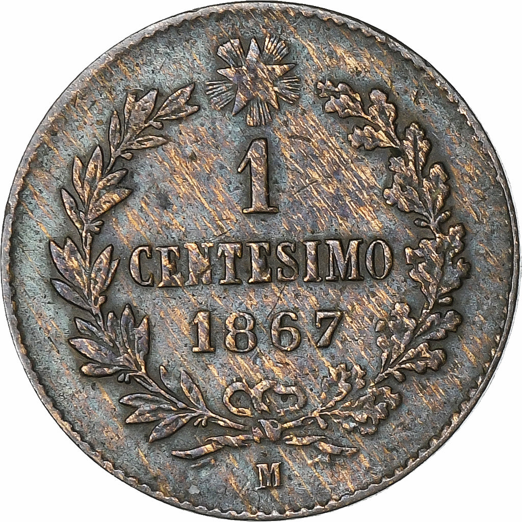 Italie, Victor Emmanuel II, Centesimo, 1867, Milan, Bronze, TTB+, KM:1.1