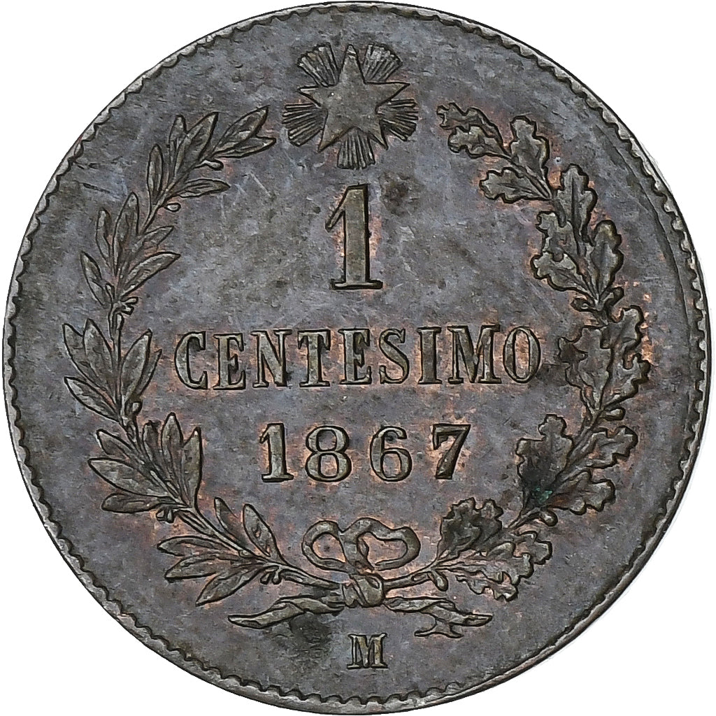 Italia, Vittorio Emanuele II, Centesimo, 1867, Milan, Bronzo, SPL-, KM:1.1