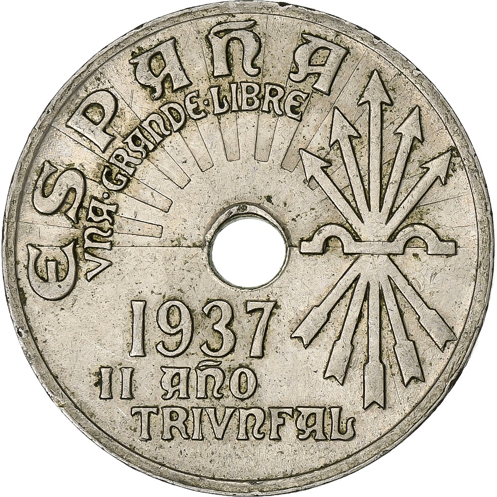 Spanje, 25 Centimos, 1937, Vienna, Cupro-nikkel, PR, KM:753