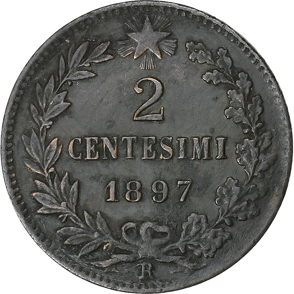 Italy, Umberto I, 2 Centesimi, 1897, Rome, Copper, AU(50-53)