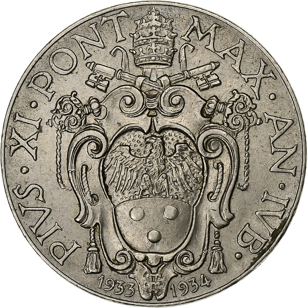 Vatican, Pius XI, 2 Lire, 1933-1934, Rome, Nickel, MS(60-62)