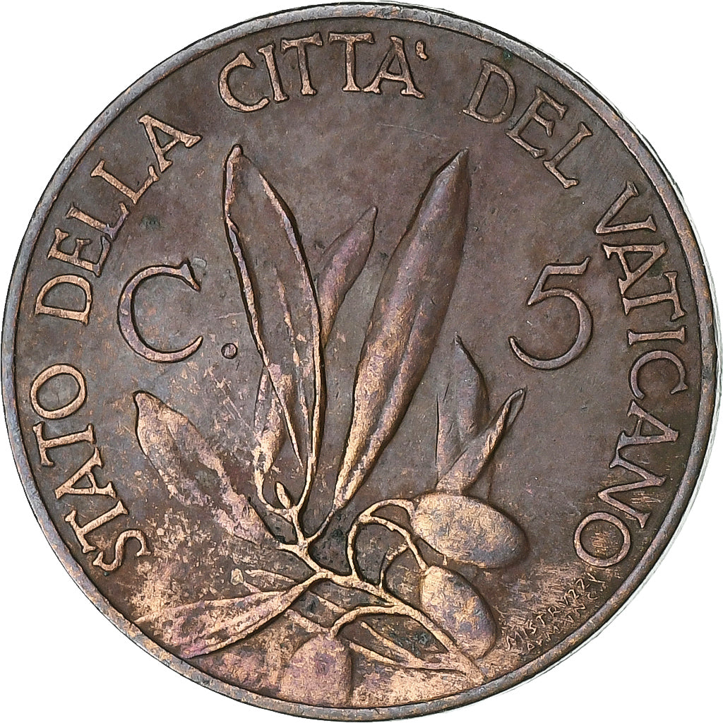 Vatican, Pius XI, 5 Centesimi, 1933-1934, Rome, Bronze, AU(55-58)