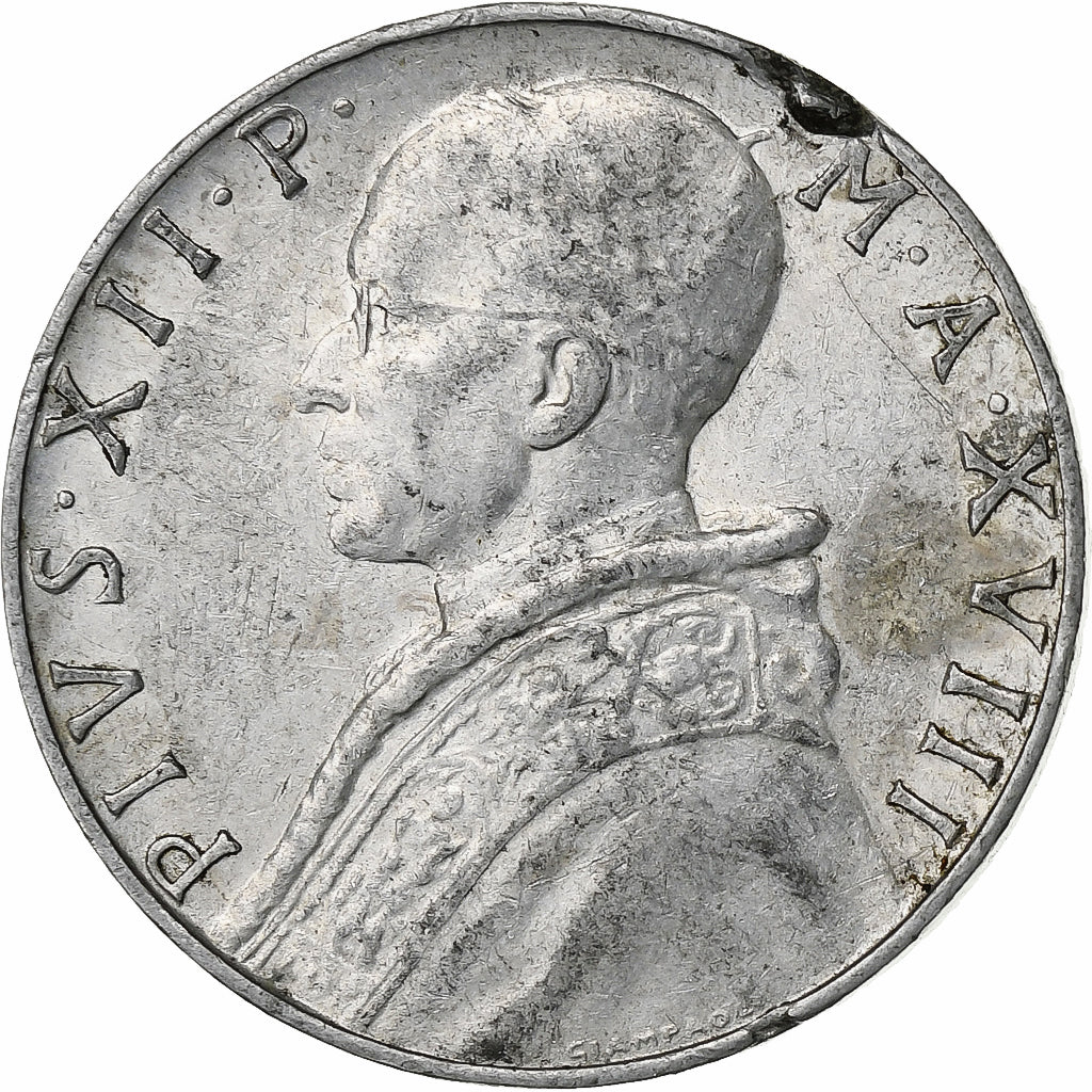 Vatican, Pius XII, 10 Lire, 1956, Rome, Aluminum, AU(55-58)