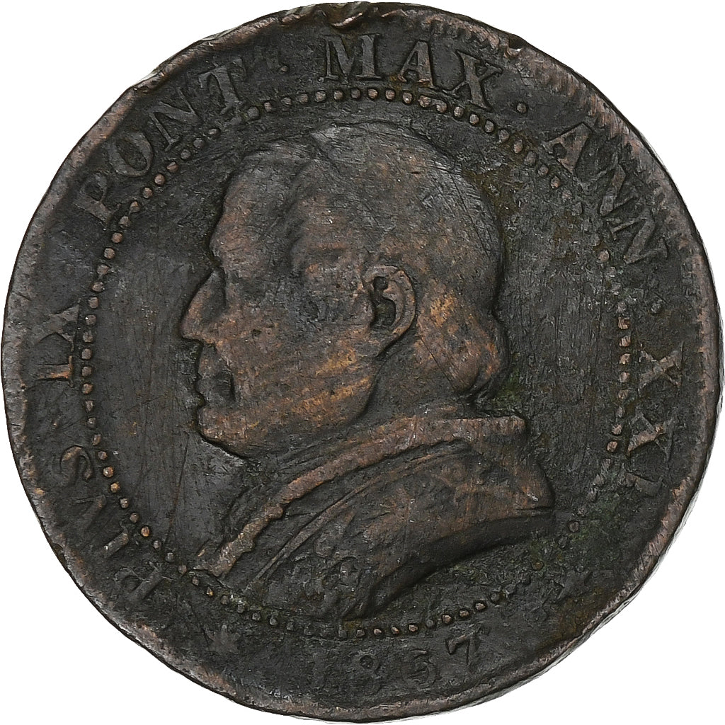 Papal States, Pius IX, Soldo, 1867, Rome, Rame, MB