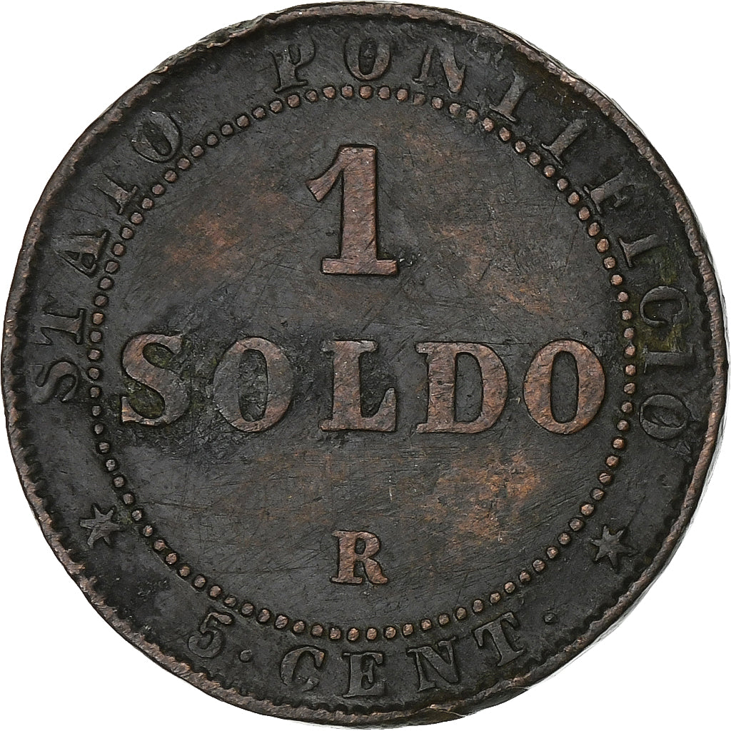 Papal States, Pius IX, Soldo, 1867, Rome, Rame, MB