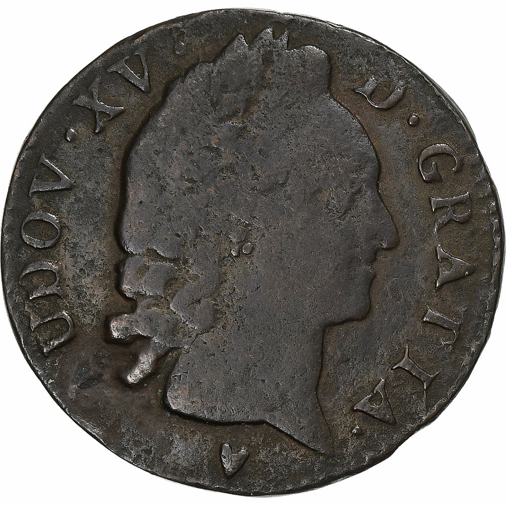Frankreich, Louis XV, Sol, 1766, Aix, Kupfer, S, Gadoury:279