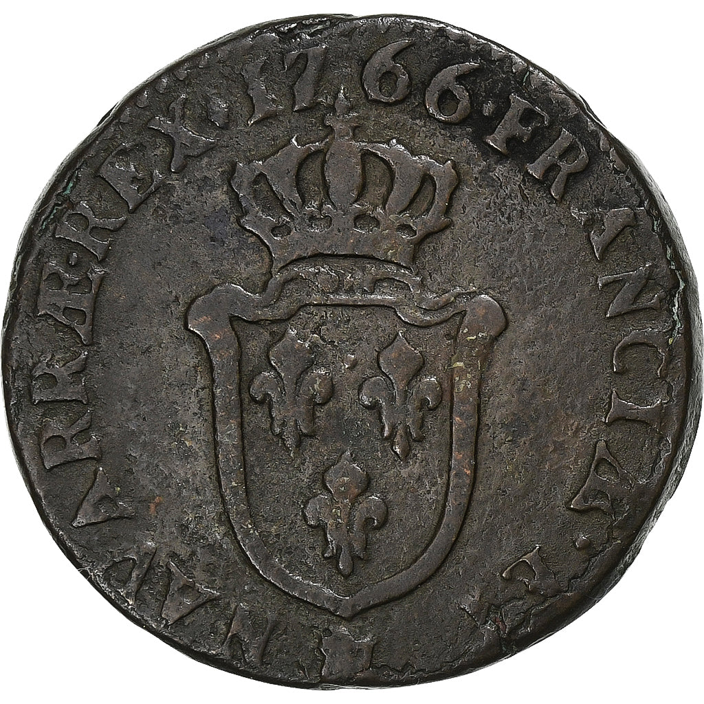 Frankreich, Louis XV, Sol, 1766, Aix, Kupfer, S, Gadoury:279