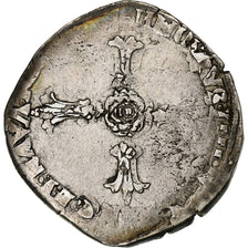 France, Henri IV, 1/4 Ecu, 1604, Montpellier, 3rd type, Silver, VF(30-35)