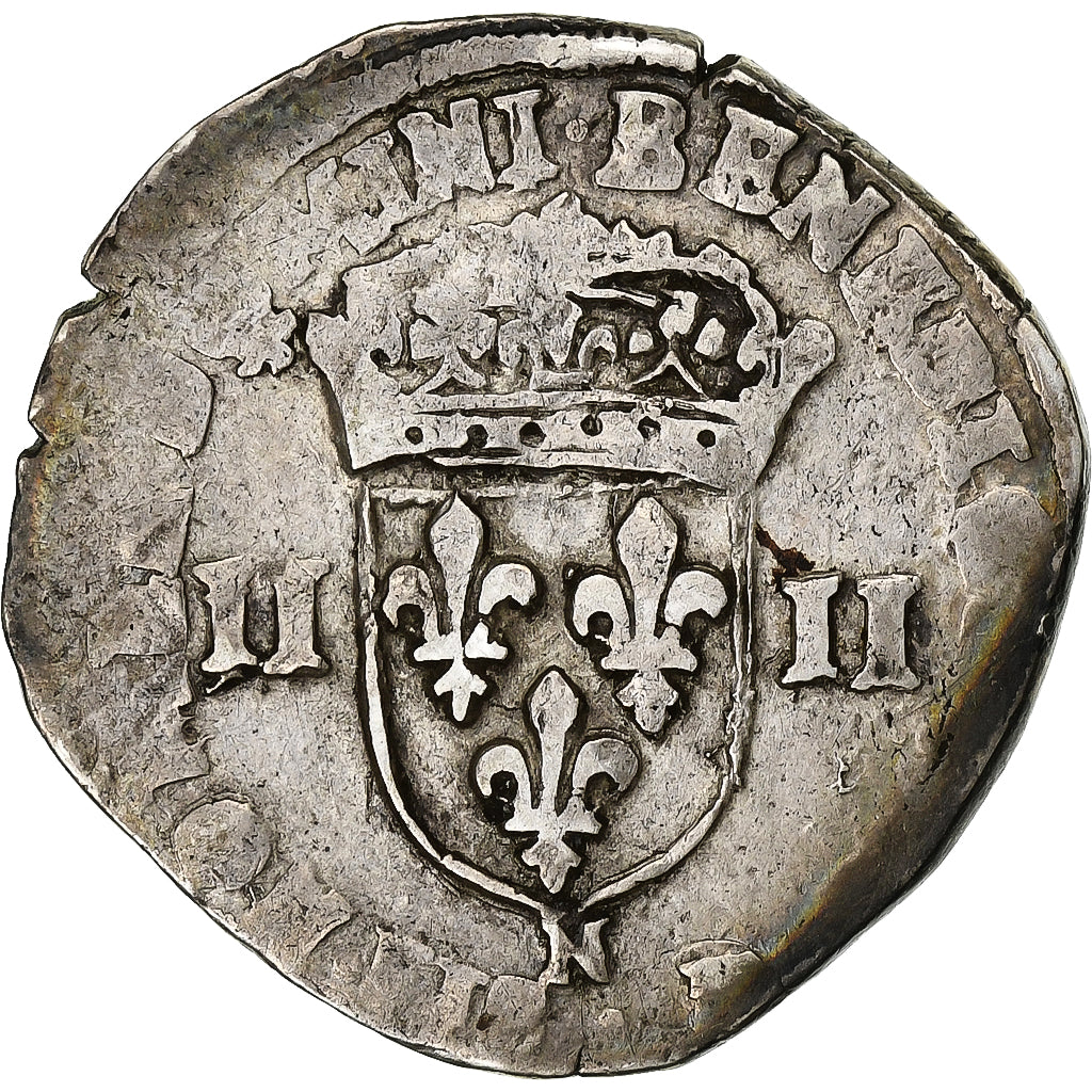 France, Henri IV, 1/4 Ecu, 1604, Montpellier, 3rd type, Silver, VF(30-35)