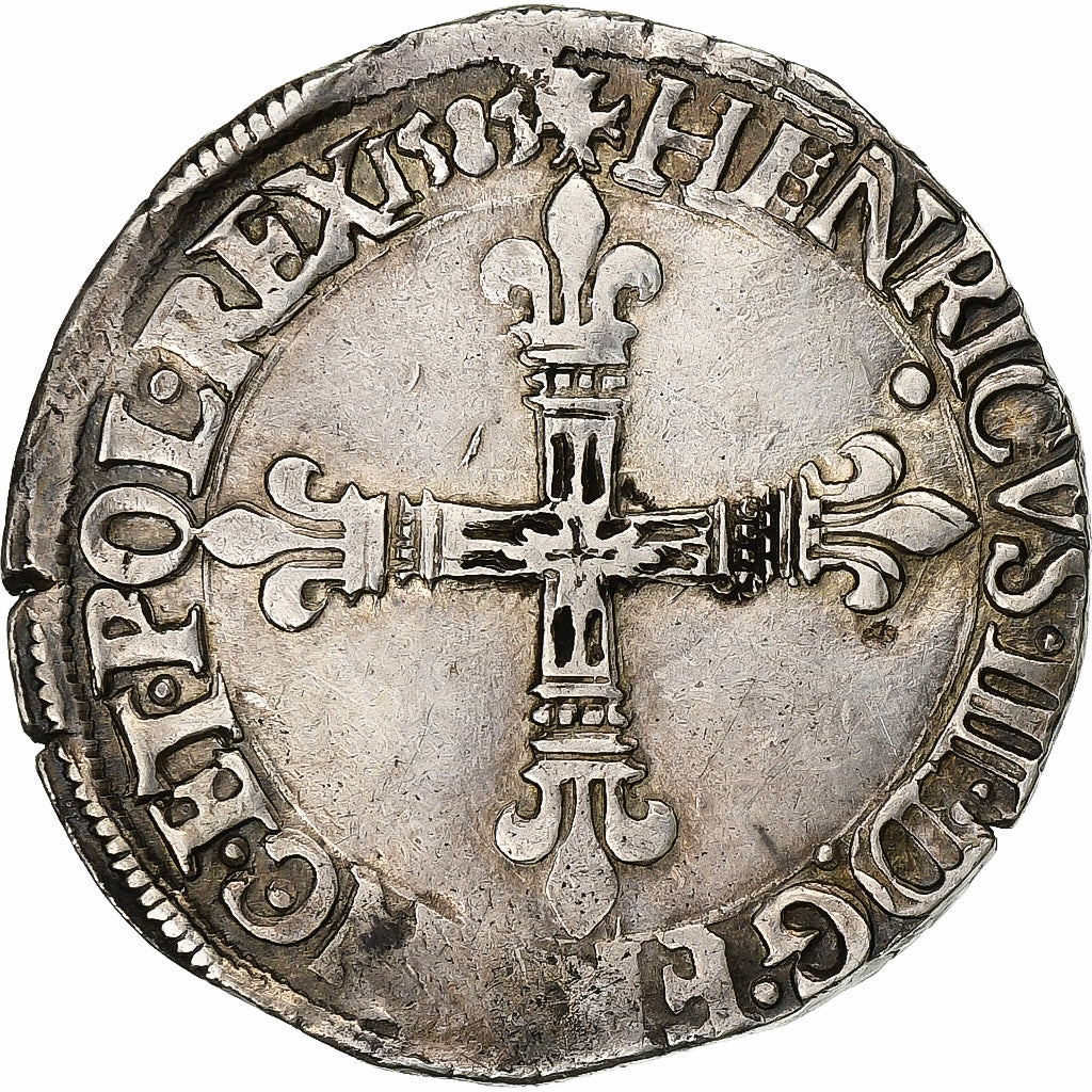 Francia, Henri III, 1/4 Ecu, 1585, Nantes, Plata, MBC, Gadoury:494