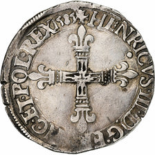 Francia, Henri III, 1/4 Ecu, 1585, Nantes, Plata, MBC, Gadoury:494
