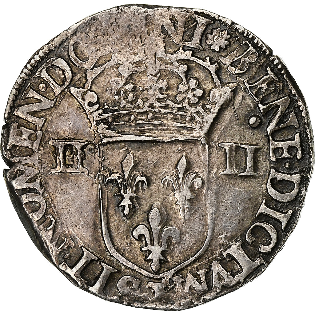 Francia, Henri III, 1/4 Ecu, 1585, Nantes, Plata, MBC, Gadoury:494