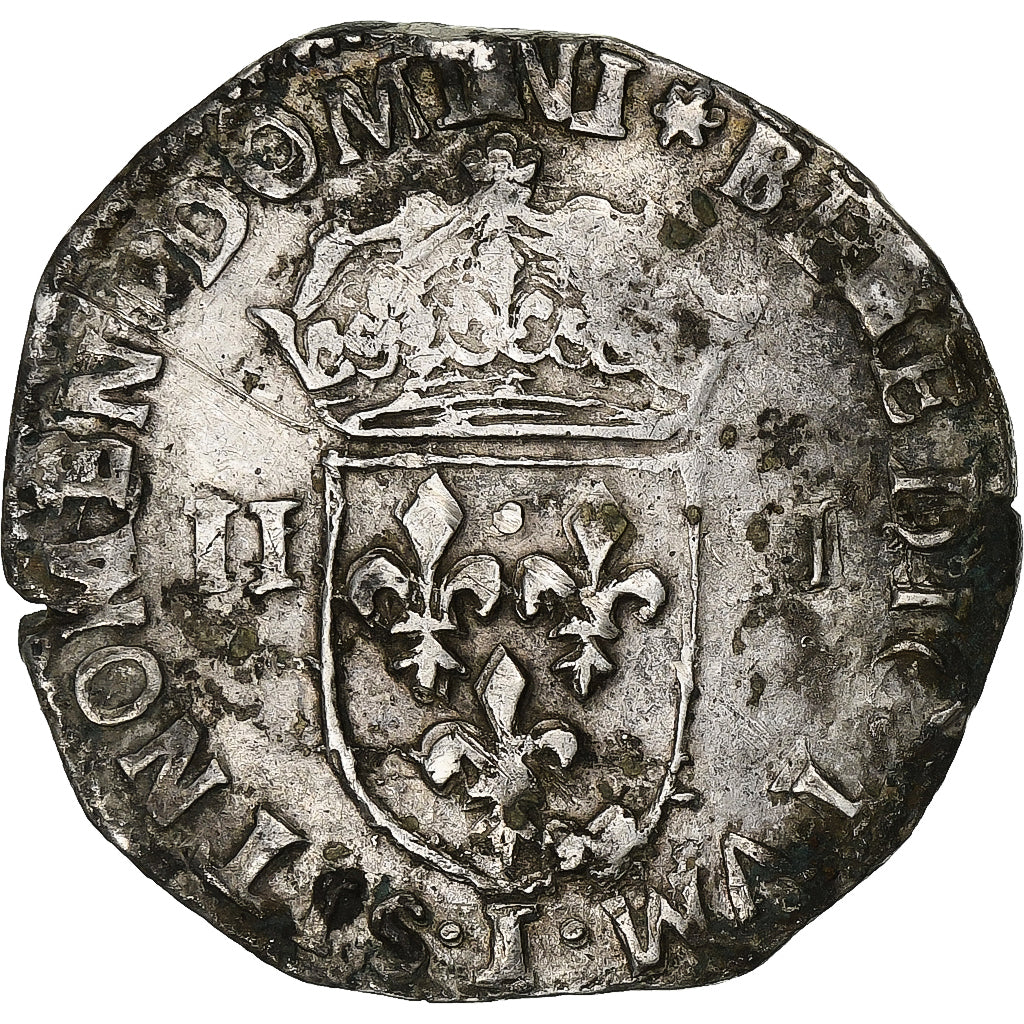 França, Louis XIV, 1/4 Ecu, 1646, Limoges, Prata, VF(30-35), Gadoury:136