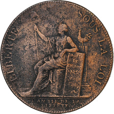 France, Monneron de 2 Sols, 1791 / AN 3, Birmingham, Bronze, VF(20-25)