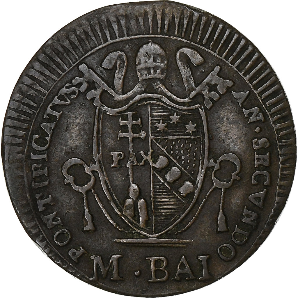 Papal States, Pius VII, 1/2 Baiocco, 1802, Rome, Copper, EF(40-45)