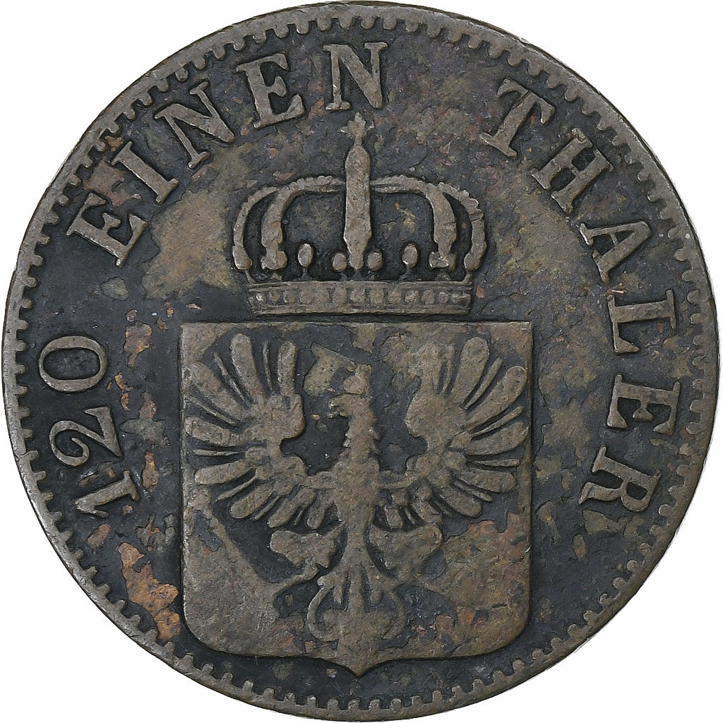 Kingdom of Prussia, Wilhelm I, 3 Pfennig, 1862, Berlin, Cobre, BC+, KM:482