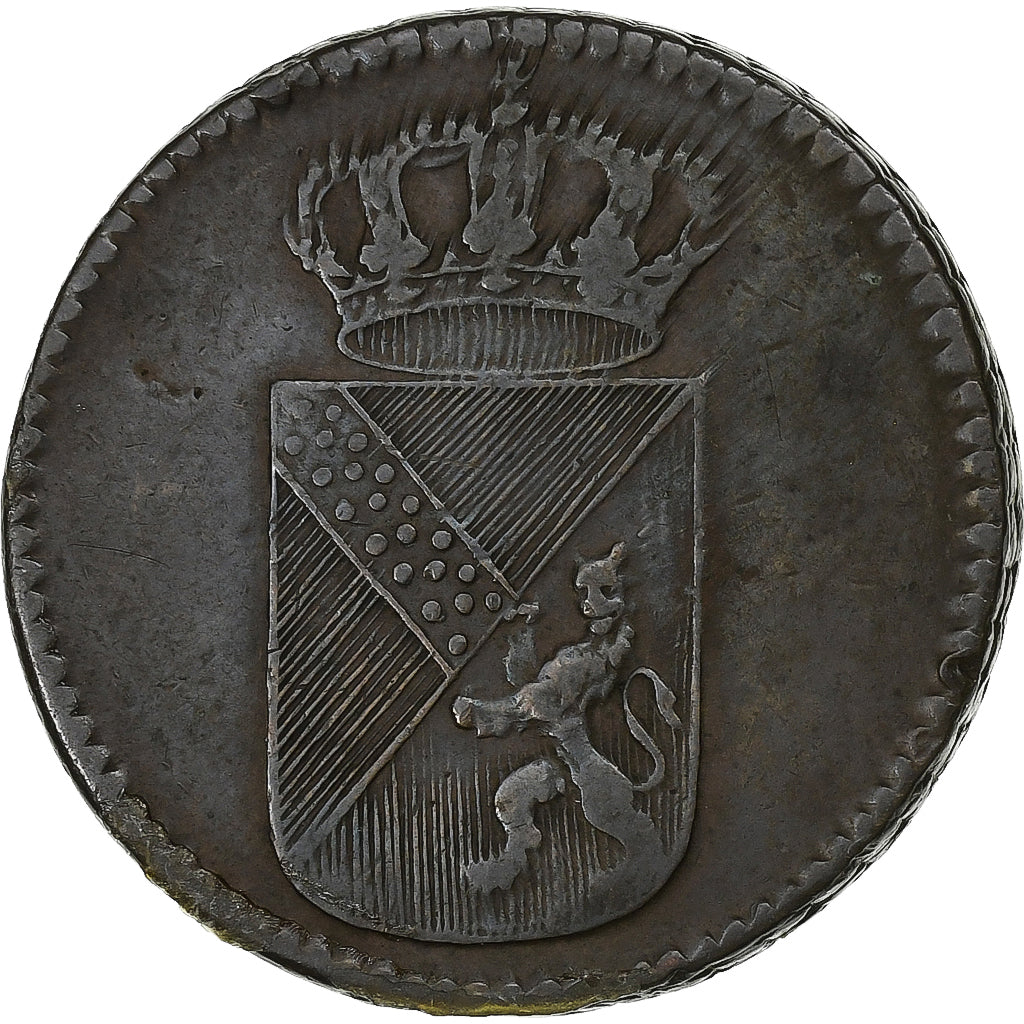 Grand Duchy of Baden, Karl Friedrich, Kreuzer, 1807, Mannheim, Kupfer, S+