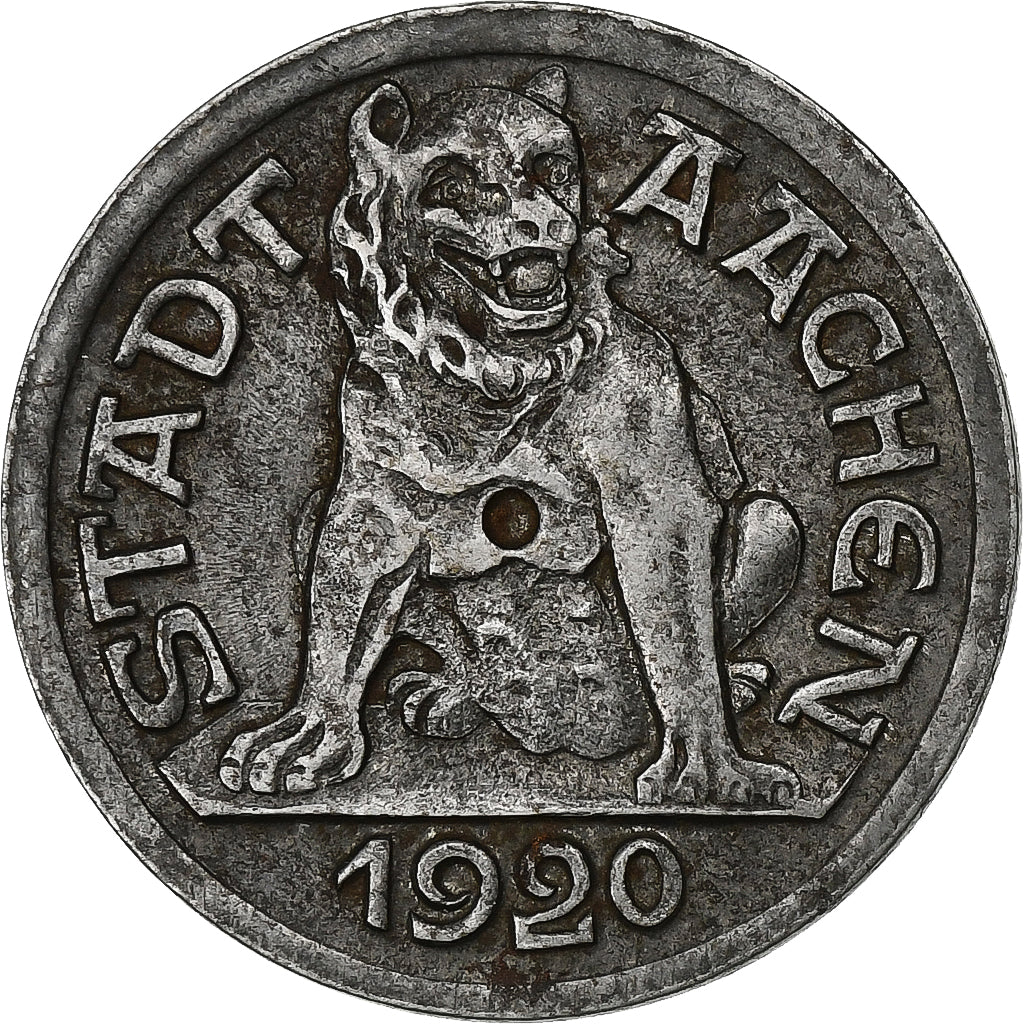 Germany, Stadt Aachen, 10 Pfennig, 1920, EF(40-45), Iron