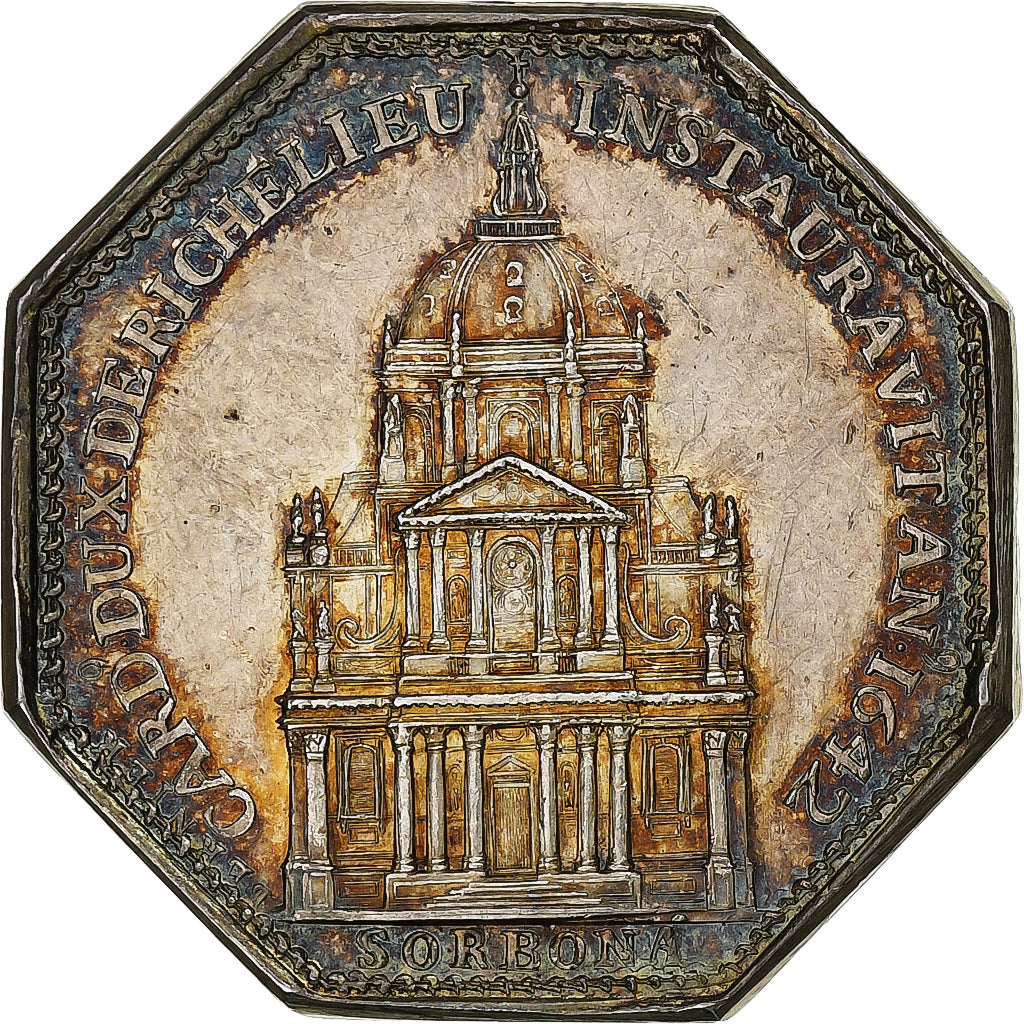 France, Jeton, Robert de Sorbon, La Sorbonne, 1642, Argent, SUP