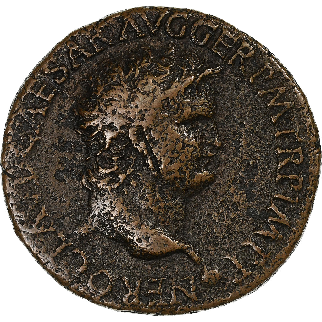 Nero, As, 62-68, Lugdunum, Bronze, EF(40-45), RIC:475