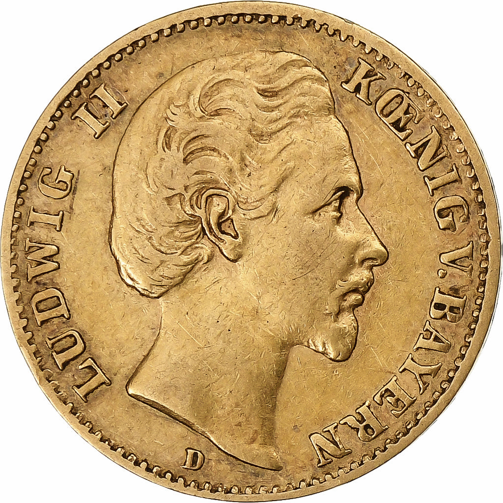 Kingdom of Bavaria, Ludwig II, 10 Mark, 1879, Munich, Złoto, EF(40-45), KM:898